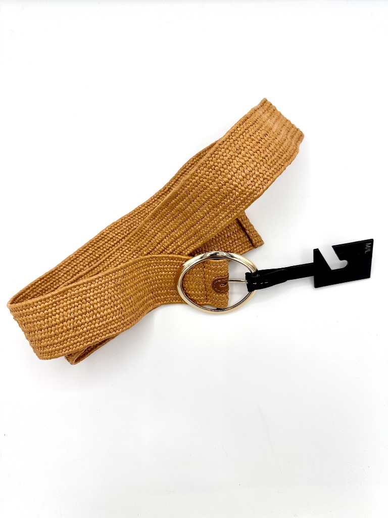Express Tan Braided Belt With Gold Buckle